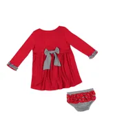 Girls Infant Colosseum Scarlet Ohio State Buckeyes Miss Mullins Long Sleeve Dress and Bloomers Set