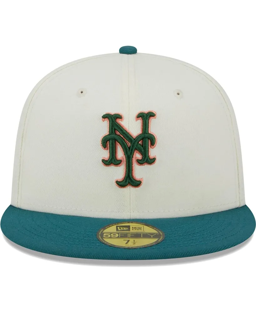 Men's New Era Cream New York Mets Chrome Evergreen 59FIFTY Fitted Hat