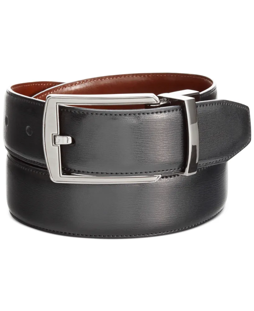 Perry Ellis Portfolio Men's Reversible Feather Stitch-Edge Belt