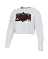 Women's Champion Heather Gray Distressed South Carolina Gamecocks Reverse Weave Cropped Pullover Sweatshirt