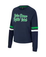 Women's Colosseum Navy Notre Dame Fighting Irish Talent Competition Raglan Pullover Sweatshirt