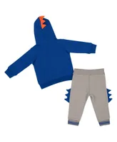 Infant Boys and Girls Colosseum Royal, Gray Florida Gators Dino Pullover Hoodie Pants Set