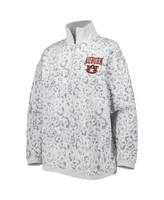 Women's Gameday Couture Heather Gray Auburn Tigers Leopard Quarter-Zip Sweatshirt