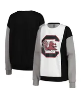 Women's Gameday Couture White, Black South Carolina Gamecocks Vertical Color-Block Pullover Sweatshirt