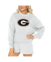 Women's Gameday Couture Ash Georgia Bulldogs Team Effort Pullover Sweatshirt and Shorts Sleep Set