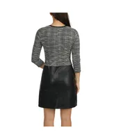 Ellen Tracy Women's Jacquard Knit and Faux Leather Dress