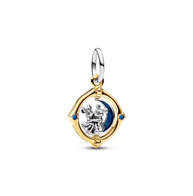 Pandora Disney Mickey Mouse Minnie Mouse Two-Tone Spinning Moon Dangle Charm