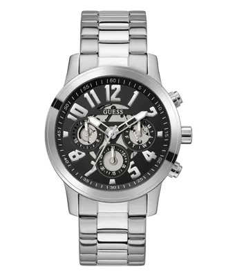 Guess Men's Multi-Function Silver-Tone Stainless Steel Watch 44mm - Silver