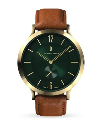 Lilienthal Berlin Men's The Classic Gold Green Light Brown Leather Watch 42mm