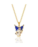 Hello Kitty Sanrio Yellow Gold Flash Plated and Light Rose Crystal Kuromi Pendant - 18'' Chain, Officially Licensed Authentic