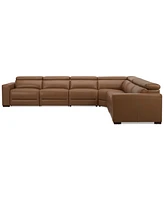 Nevio 157" 6-Pc. Leather Sectional with 2 Power Recliners and Headrests, Created For Macy's