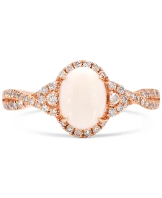 Opal (1 ct. t.w.) & Diamond (1/3 ct. t.w.) Twist Halo Ring in 10k Rose Gold