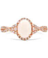 Opal (1 ct. t.w.) & Diamond (1/3 ct. t.w.) Twist Halo Ring in 10k Rose Gold