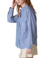 Lucky Brand Women's Striped Oversized Seamed Shirt