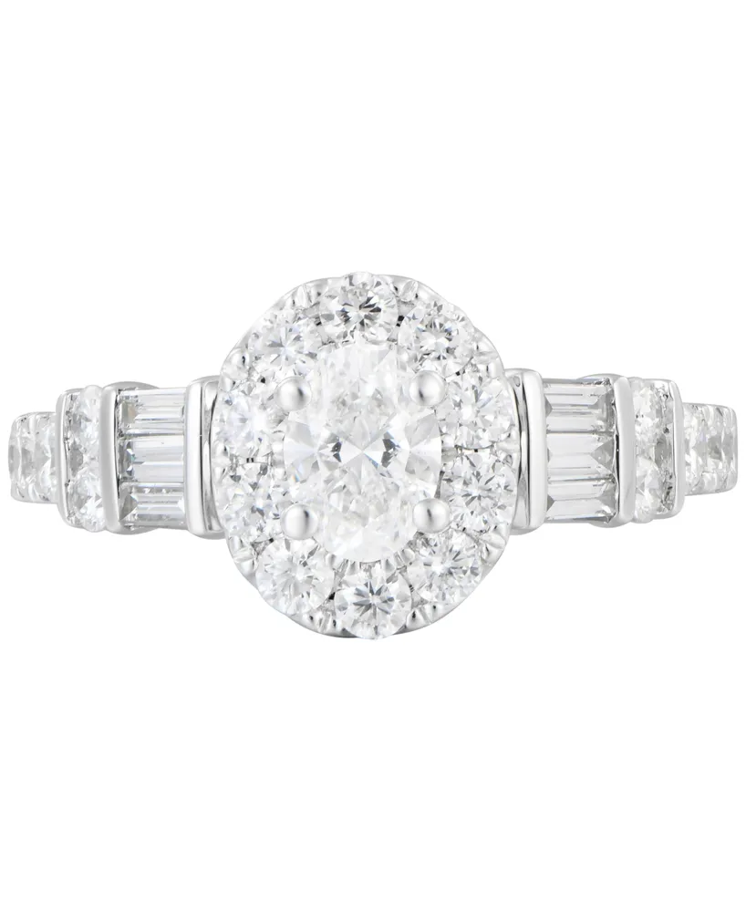 Diamond Oval Halo Engagement Ring (1-1/2 ct. t.w.) in 14k White Gold