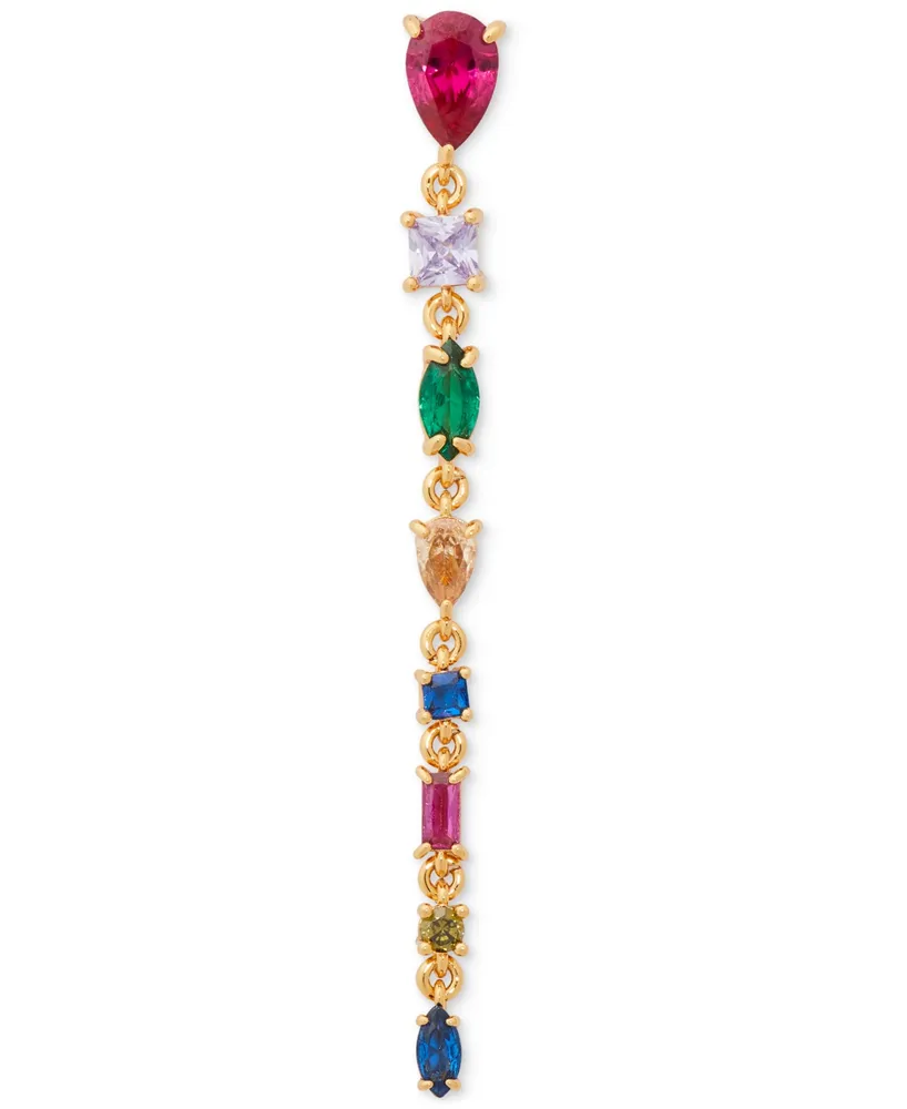 Kate Spade New York Gold-Tone Multicolor Crystal Linear Drop Earrings