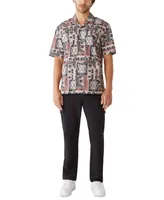 Frank And Oak Men's Cognac Short Sleeve Printed Camp Shirt