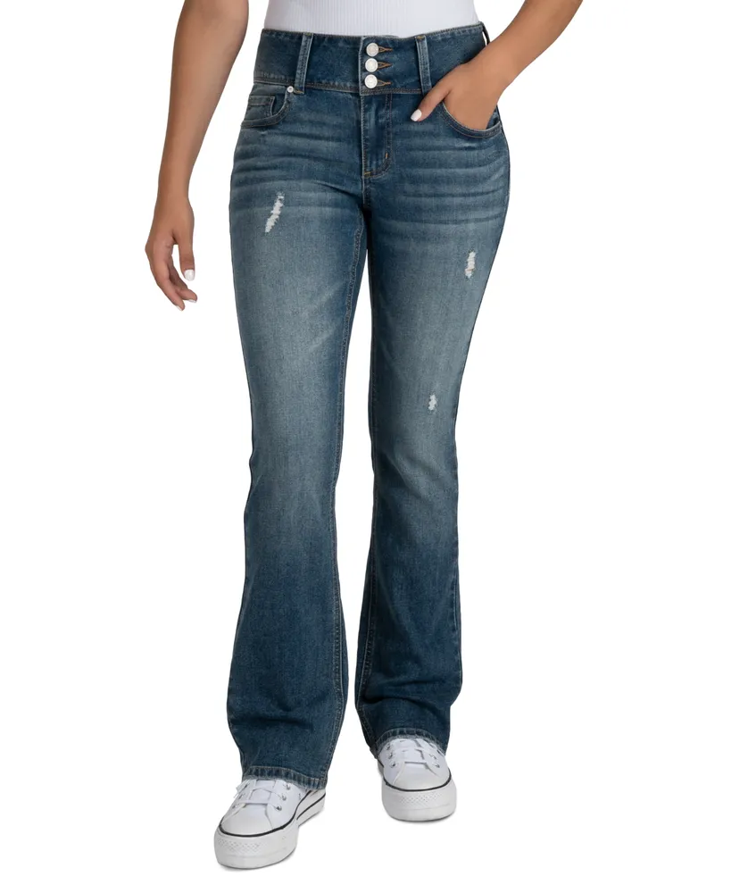 Indigo Rein Juniors' High Rise Distressed Cropped Curvy Jeans - Macy's