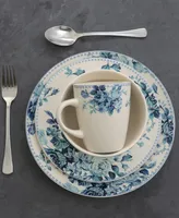 Elama Traditional Blue Rose 16 Piece Dinnerware Set