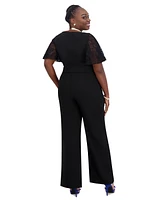 Kasper Lace-Sleeve Jumpsuit, Women's & Plus