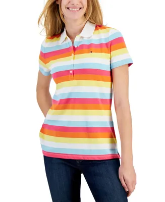 Tommy Hilfiger Women's Cotton Colorful Stripes Polo Shirt