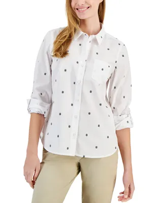 Tommy Hilfiger Women's Cotton Monogram-Logo Tabbed Shirt