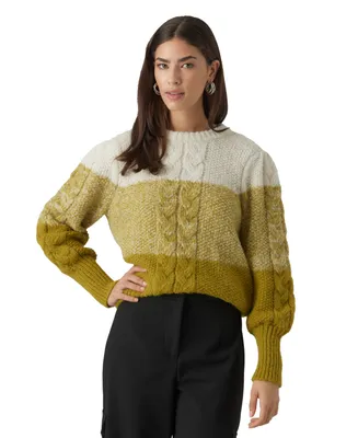 Vero Moda Women's Colorblocked Puff Sleeve Sweater