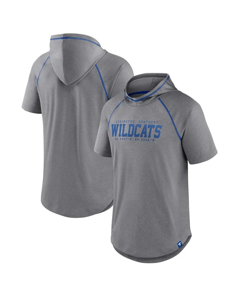 Men's Fanatics Heathered Gray Kentucky Wildcats Four Relay Poly Hooded T-shirt