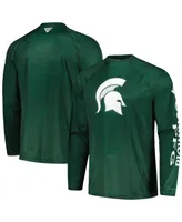 Men's Columbia Green Michigan State Spartans Pfg Terminal Tackle Omni-Shade Raglan Long Sleeve T-shirt