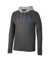 Men's Colosseum Black Kentucky Wildcats Ballot Waffle-Knit Thermal Long Sleeve Hoodie T-shirt