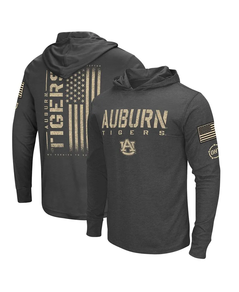 Men's Colosseum Charcoal Distressed Auburn Tigers Team Oht Military-Inspired Appreciation Hoodie Long Sleeve T-shirt