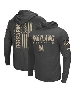 Men's Colosseum Charcoal Distressed Maryland Terrapins Team Oht Military-Inspired Appreciation Hoodie Long Sleeve T-shirt