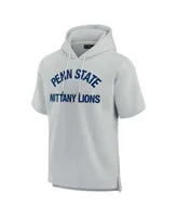 Men's and Women's Fanatics Signature Gray Penn State Nittany Lions Super Soft Fleece Short Sleeve Pullover Hoodie