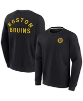 Men's and Women's Fanatics Signature Black Boston Bruins Super Soft Pullover Crew Sweatshirt