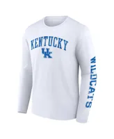 Men's Fanatics White Kentucky Wildcats Distressed Arch Over Logo Long Sleeve T-shirt