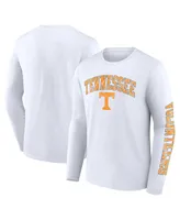 Men's Fanatics White Tennessee Volunteers Distressed Arch Over Logo Long Sleeve T-shirt