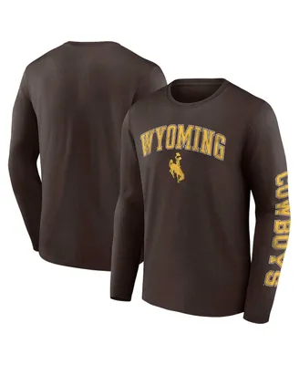 Men's Fanatics Brown Wyoming Cowboys Distressed Arch Over Logo Long Sleeve T-shirt