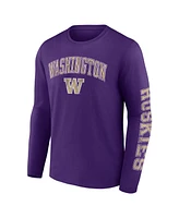 Men's Fanatics Purple Washington Huskies Distressed Arch Over Logo Long Sleeve T-shirt