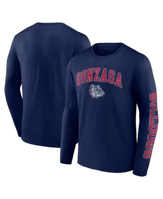 Men's Fanatics Navy Gonzaga Bulldogs Distressed Arch Over Logo Long Sleeve T-shirt
