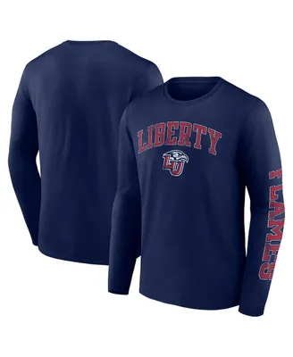 Men's Fanatics Navy Liberty Flames Distressed Arch Over Logo Long Sleeve T-shirt