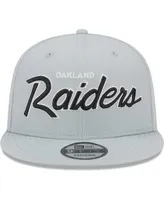 Men's New Era Silver Oakland Raiders Gridiron Classics Main Script 9FIFTY Snapback Hat