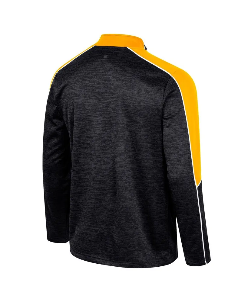 Men's Colosseum Black Iowa Hawkeyes Marled Half-Zip Jacket