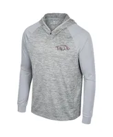 Men's Colosseum Gray Arkansas Razorbacks Cybernetic Raglan Quarter-Zip Hooded Top