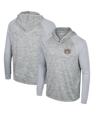 Men's Colosseum Gray Auburn Tigers Cybernetic Raglan Quarter-Zip Hooded Top