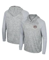 Men's Colosseum Gray Auburn Tigers Cybernetic Raglan Quarter-Zip Hooded Top