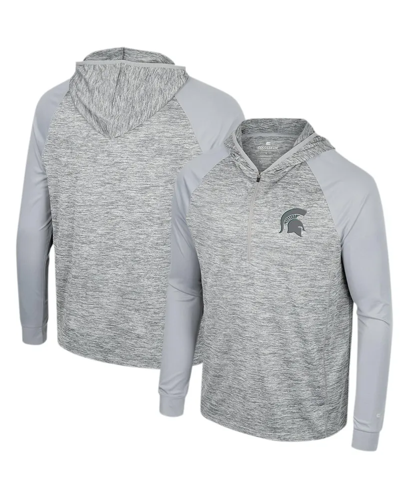 Men's Colosseum Gray Michigan State Spartans Cybernetic Raglan Quarter-Zip Hooded Top