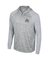 Men's Colosseum Gray Ecu Pirates Cybernetic Raglan Quarter-Zip Hooded Top