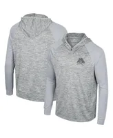 Men's Colosseum Gray Ecu Pirates Cybernetic Raglan Quarter-Zip Hooded Top