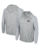 Men's Colosseum Gray Kansas State Wildcats Cybernetic Raglan Quarter-Zip Hooded Top