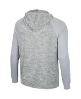 Men's Colosseum Gray Navy Midshipmen Cybernetic Raglan Quarter-Zip Hooded Top